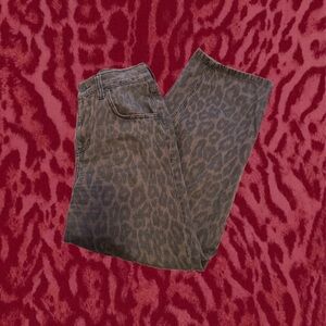 Brown Leopard Print Barrel Leg Jeans - Urban Outfitters